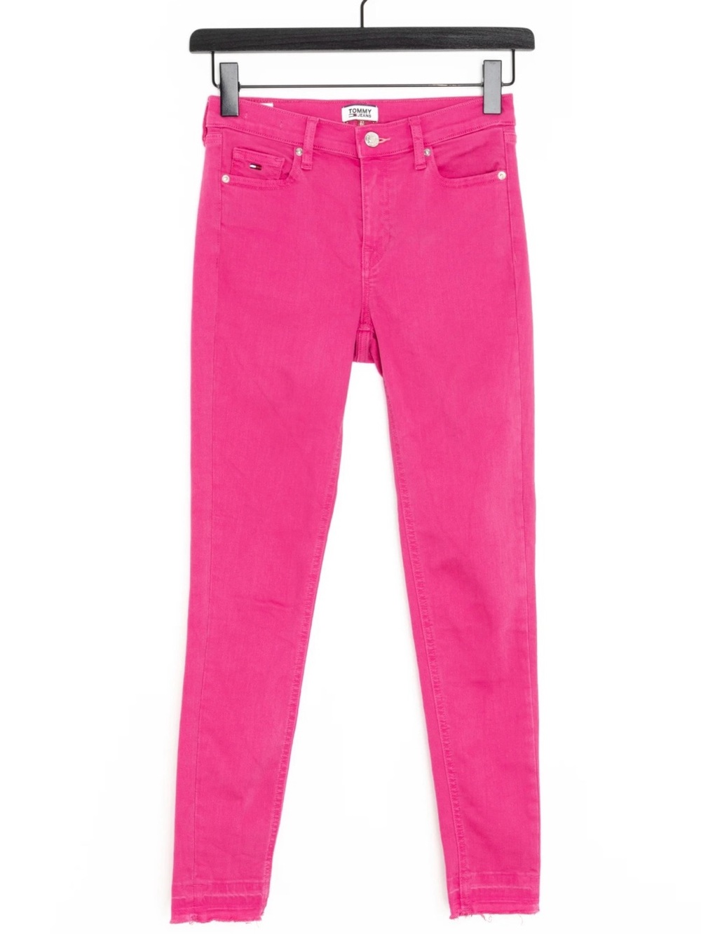 Tommy Jeans Nora Mid Rise Skinny 7/8 Hot Pink Jeans Raw Hem